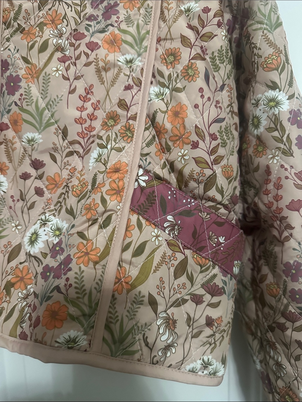 Quilted Floral reversibal lightweight Jacket - Pink - Picture 2 of 8
